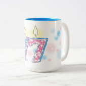 77e verjaardag tweekleurige koffiemok (Voorkant rechts)