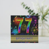 77e verjaardag Uitnodiging met bellen (Staand voorkant)