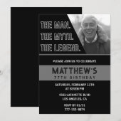 77e verjaardag Uitnodigingen Black Het Man The Leg (Voorkant / Achterkant)
