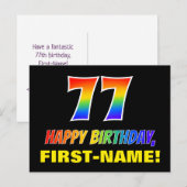77e verjaardag: Vet, Vun, Eenvoudig, Regenboog 77 Briefkaart (Voorkant / Achterkant)