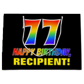 77e verjaardag: Vet, Vun, Eenvoudig, Regenboog 77 Groot Cadeauzakje (Voorkant)