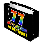 77e verjaardag: Vet, Vun, Eenvoudig, Regenboog 77 Groot Cadeauzakje (Achterkant Gekanteld)