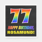 77e verjaardag: Vet, Vun, Eenvoudig, Regenboog 77 Servet (Voorkant)