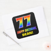 77e verjaardag: Vet, Vun, Eenvoudig, Regenboog 77 Vierkante Sticker (Envelop)