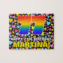77e verjaardag — Vun, liefhebbende hartvormen + "7