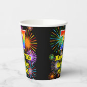 77e verjaardag: Vuurwerk Fun Pattern + Regenboog 7 Papieren Bekers (Links)