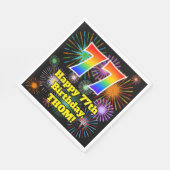 77e verjaardag: Vuurwerk Fun Pattern + Regenboog 7 Servet (Hoek)