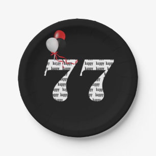 77e verjaardagsballonnen papieren bordje