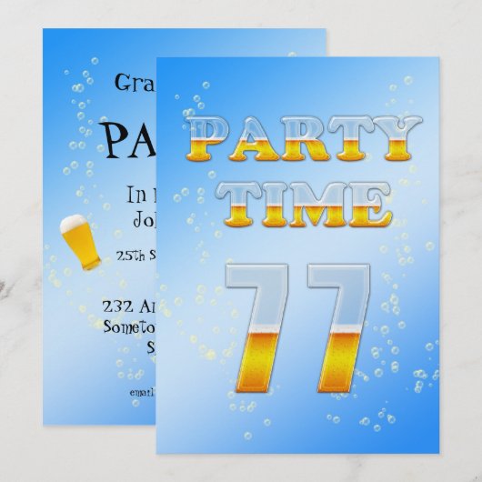 77e verjaardagsfeestdag met bier kaart (Voorkant / Achterkant)