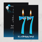77e verjaardagsfeestje uitnodigen kaart (Voorkant / Achterkant)