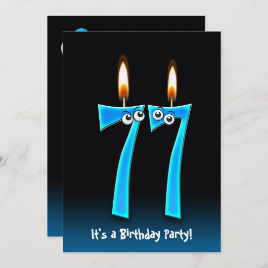 77e verjaardagsfeestje uitnodigen kaart (Voorkant / Achterkant)