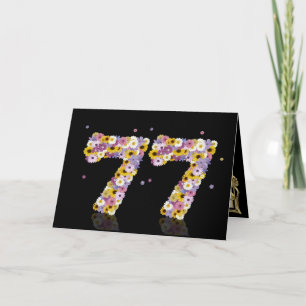 77e verjaardagskaart met bloemen letters kaart