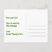 77ste verjaardag: Fun Hearts-patroon, Regenboog 77 Briefkaart (Achterkant)