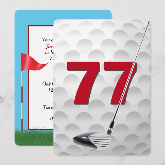 77ste verjaardag golf thema feest kaart (Voorkant / Achterkant)