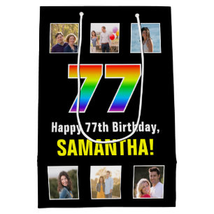 77ste verjaardag: Regenboog “77“, aangepaste foto' Medium Cadeauzakje