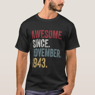 77ste verjaardag sinds november 1943 77 jaar oud g t-shirt