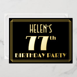 77ste verjaardagsfeest: Art Deco-look “77”, met na Folie Uitnodiging