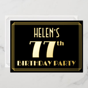 77ste verjaardagsfeest: Art Deco-look “77”, met na Folie Uitnodiging
