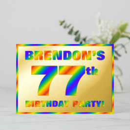 77ste verjaardagsfeest — Leuke, regenboogspectrum Folie Uitnodiging