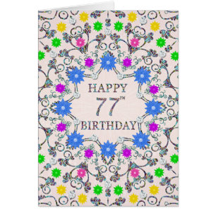77th Birthday Abstract Flowers