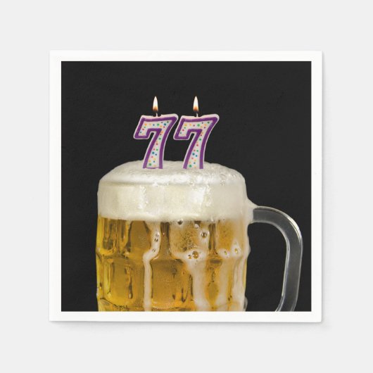 77th Birthday Beer op zwarte luiers Servet (Voorkant)