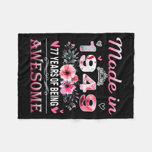 77th Birthday Made In 1949 77 Years Of Being Aweso Fleece Deken (Voorkant (Horizontaal))