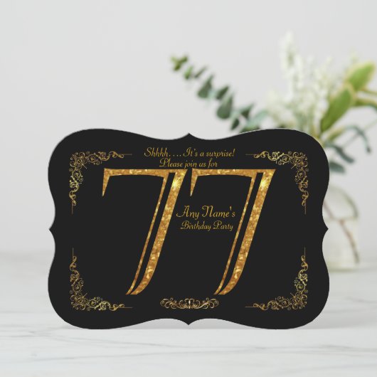 77th, Birthday party 77th, geweldige Gatsby, zwart Kaart (Staand voorkant)