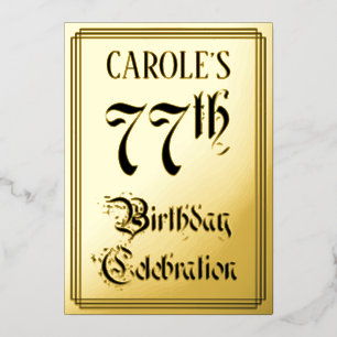 77th Birthday Party — Elegant Script + aangepaste Folie Uitnodiging
