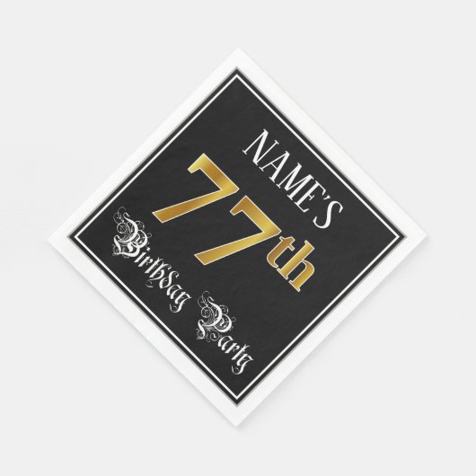 77th Birthday Party — Fancy script, Faux Gold look Servet (Hoek)