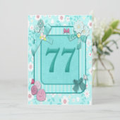 77th birthday party invitation kaart (Staand voorkant)