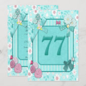 77th birthday party invitation kaart (Voorkant / Achterkant)