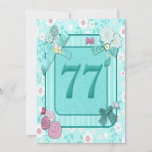77th birthday party invitation kaart