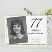 77th Custom Photo White and Gold Kaart (Staand voorkant)