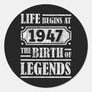 78 jaar oud 1947 Geboorte van de legende 78ste ver Ronde Sticker