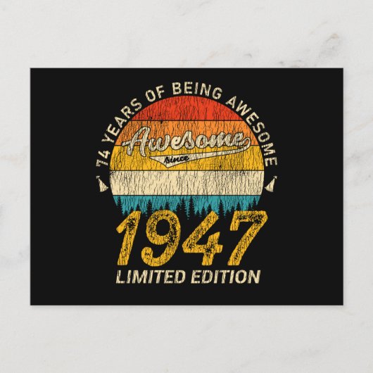 78 Jaar Oud 1947 Retro Geweldig 78ste Verjaardag C Briefkaart (Voorkant)