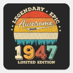 78 jaar oude Bday 1947 Geweldige 78e verjaardagsca Vierkante Sticker