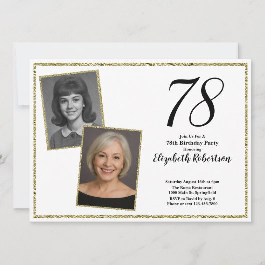 78e aangepaste foto wit en goud kaart (Voorkant)