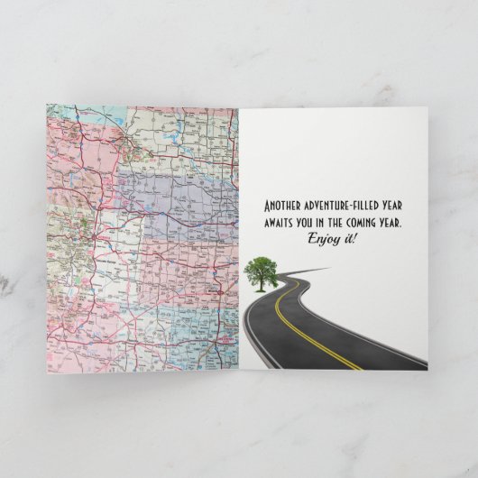 78e 'Birthday Red Retro'-vrachtwagen op kaart (Binnen)