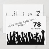 78e partijuitnodiging met vrolijke menigte kaart (Voorkant / Achterkant)