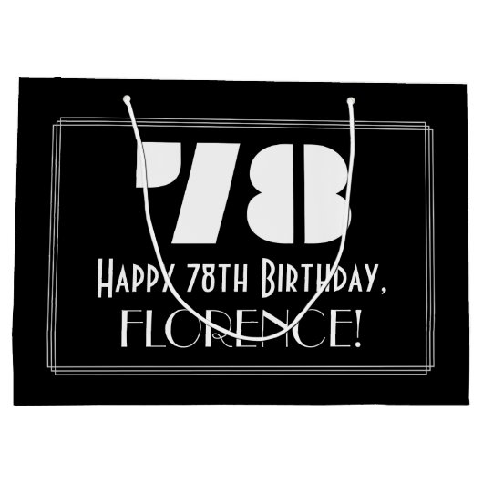 78e verjaardag ~ Art Deco Geïnspireerde look "78"  Groot Cadeauzakje (Achterkant)