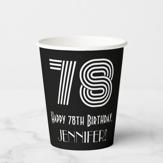 78e verjaardag — Art Deco Geïnspireerde look "78"  Papieren Bekers (Achterkant)