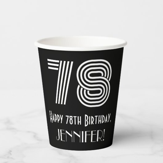 78e verjaardag — Art Deco Geïnspireerde look "78"  Papieren Bekers (Voorkant)