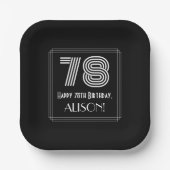 78e verjaardag — Art Deco Geïnspireerde look "78"  Papieren Bordje (Voorkant)