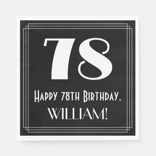 78e verjaardag ~ Art Deco Geïnspireerde look "78", Servet (Voorkant)