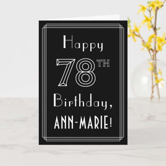 78e verjaardag: Art Deco Style # 78 & aangepaste n Kaart (Gele Bloem)
