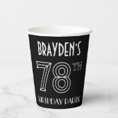 78e verjaardag: Art Deco Style + aangepaste naam Papieren Bekers (Achterkant)