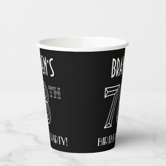 78e verjaardag: Art Deco Style + aangepaste naam Papieren Bekers (Links)