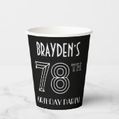 78e verjaardag: Art Deco Style + aangepaste naam Papieren Bekers (Voorkant)