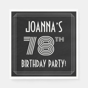 78e verjaardag: Art Deco Style + aangepaste naam Servet