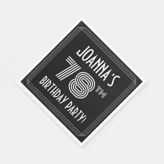 78e verjaardag: Art Deco Style + aangepaste naam Servet (Hoek)